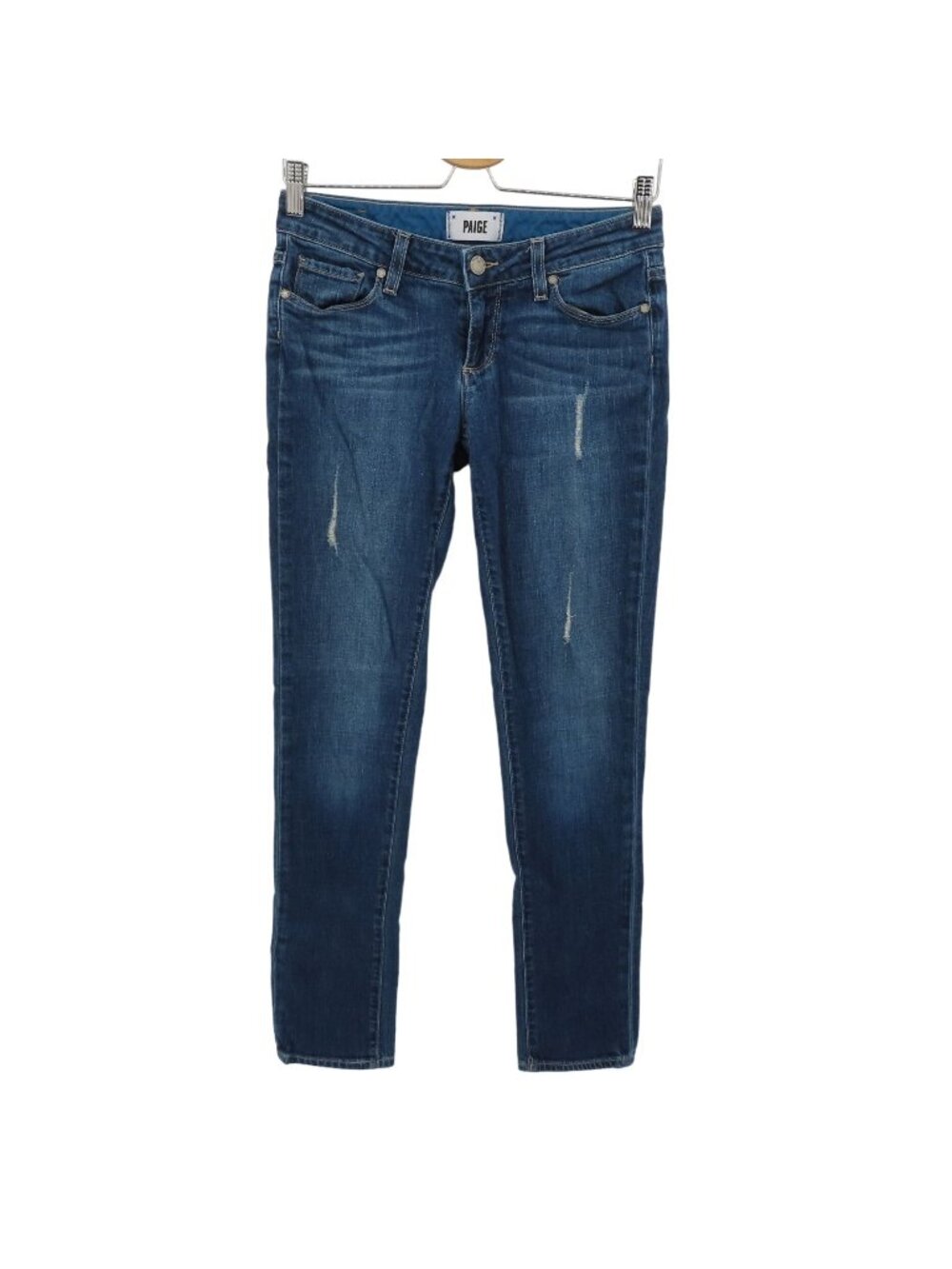 Paige Womens 24 Jimmy Jimmy Skinny Distressed Medium Blue Wash Denim Jeans Pants